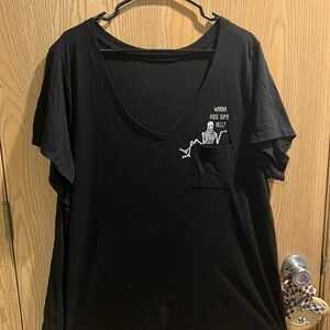Torrid wanna raise some hell skeleton shirt